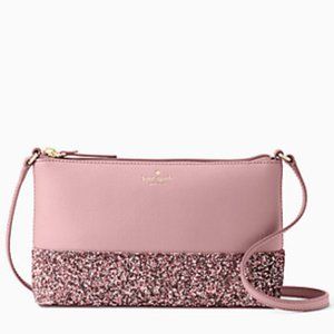 Kate Spade DUSTY PEONY Greta Court Glitter Ramey Crossbody NWT